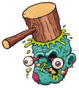 Hammer Banging Zombie Head Sticker