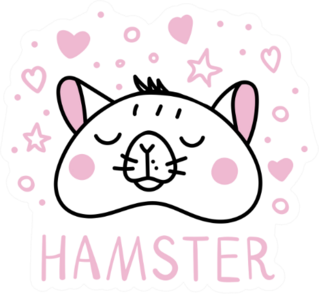 Hamster Illustration In Pink Sticker