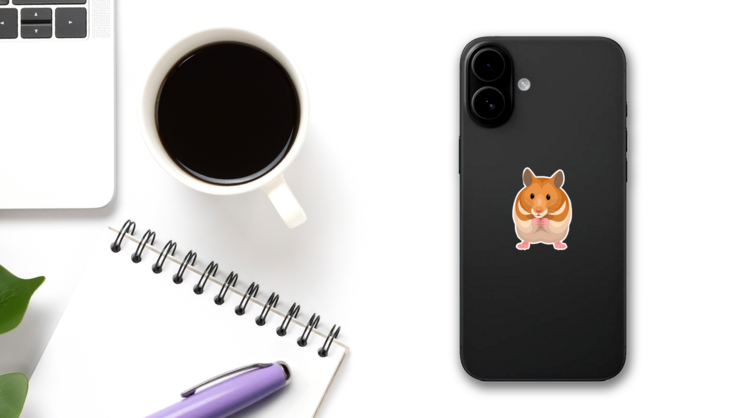 Hamster Illustration Sticker on a Phone (New) example