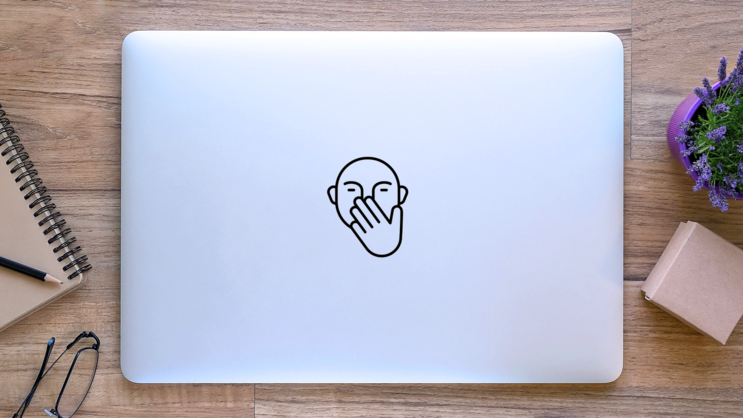 Hand Covers Nose Icon Sticker on a Laptop (New) example