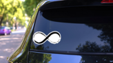 Hand Draw Grunge Symbol Of Infinity Illustration Sticker on a Rear Car Window (New) example
