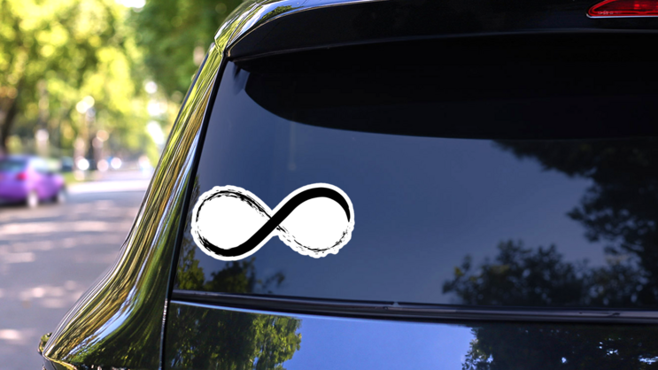 Hand Draw Grunge Symbol Of Infinity Illustration Sticker on a Rear Car Window (New) example