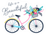 Hand Drawing Bicycle And Slogan Illustration Sticker
