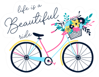 Hand Drawing Bicycle And Slogan Illustration Sticker