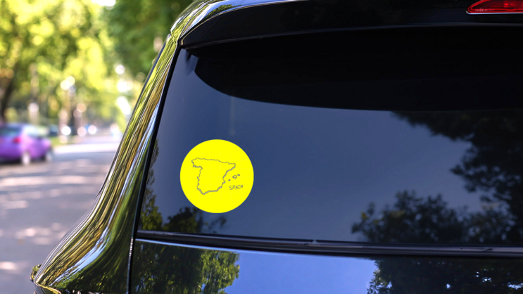 Hand Drawn 3D Map Of Spain Sticker on a Rear Car Window (New) example