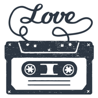 Hand Drawn 90s Themed Love Cassette Sticker