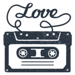 Hand Drawn 90s Themed Love Cassette Sticker