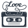 Hand Drawn 90s Themed Love Cassette Sticker