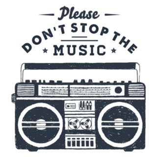 Hand Drawn 90s Themed Please Dont Stop The Music Sticker