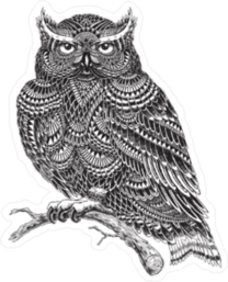 Hand Drawn Abstract Pattern Owl Illustration Sticker