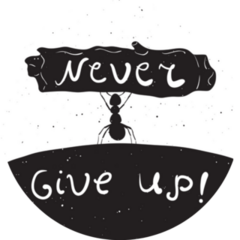 Hand Drawn Ant, Never Give Up Sticker