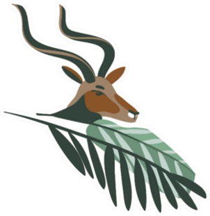 Hand Drawn Antelope Head With Leaf Sticker