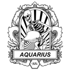 Hand Drawn Aquarius Skeleton Zodiac Sticker