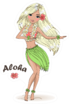 Hand Drawn Beautiful Cute Hula Girl Aloha Sticker