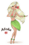 Hand Drawn Beautiful Cute Hula Girl Aloha Sticker