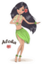 Hand Drawn Beautiful Cute Hula Girl Dark Hair Aloha Sticker