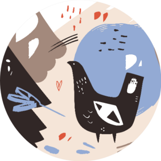 Hand Drawn Bird, Abstract Painting Boho Sticker