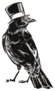 Hand-drawn Black Crow In Top Hat Sticker