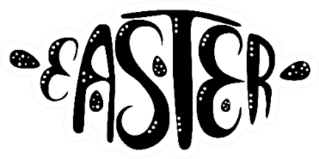 Hand Drawn Black Lettering Easter Illustration Sticker