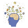 Hand Drawn Brain With Butterflies And Flowers Sticker