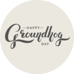 Hand-drawn Calligraphy: Happy Groundhog Day Sticker