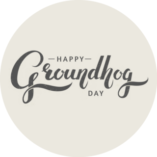 Hand-drawn Calligraphy: Happy Groundhog Day Sticker