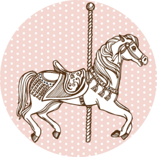 Hand Drawn Carousel Horse Polka Dot Background Sticker