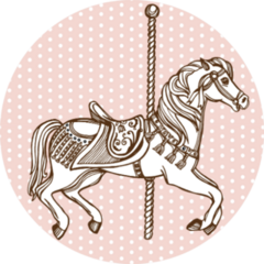 Hand Drawn Carousel Horse Polka Dot Background Sticker