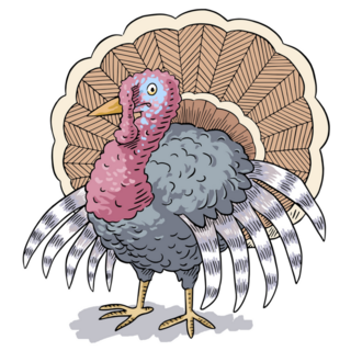 Hand Drawn Cartoon Turkey Sticker
