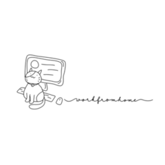 Hand Drawn Cat Work From Home Lettering Sticker