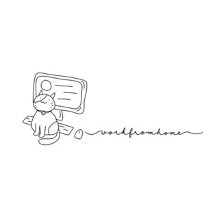 Hand Drawn Cat Work From Home Lettering Sticker