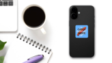 Hand Drawn Catch The Wave Sticker on a Phone (New) example