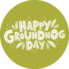Hand Drawn Celebration Groundhog Day Green Sticker