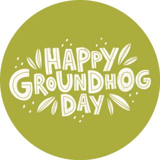 Hand Drawn Celebration Groundhog Day Green Sticker