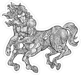 Hand Drawn Centaur In Zentangle Style Sticker