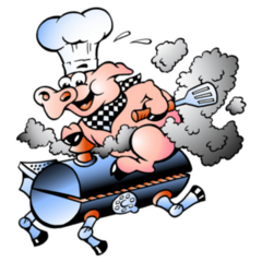 Hand-drawn Chef Pig Riding A Bbq Barrel Sticker