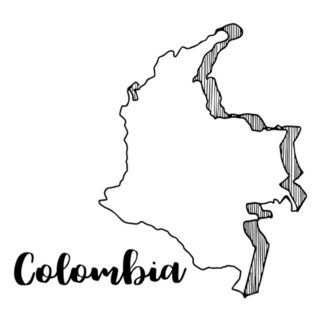 Hand Drawn Colombia Map & Lettering Sticker