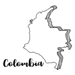 Hand Drawn Colombia Map & Lettering Sticker