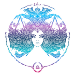 Hand Drawn Colorful Portrait Of Libra Woman Sticker