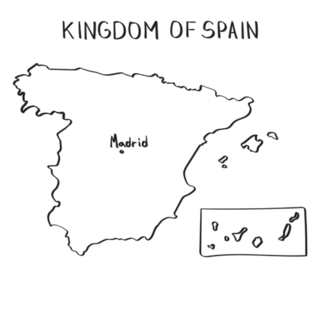 Hand Drawn Country Map Kingdom Of Spain Sticker