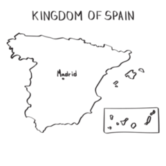 Hand Drawn Country Map Kingdom Of Spain Sticker