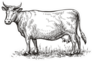 Hand Drawn Cow. Sketch Vector Illustration Sticker