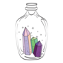 Hand Drawn Crystals In A Jar Sticker