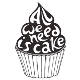 Hand-drawn Cupcake  All We Need Is Cake Sticker