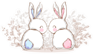 Hand Drawn Cute Bunny, Print Design Sticker