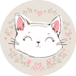 Hand Drawn Cute Cat Hearts Sticker