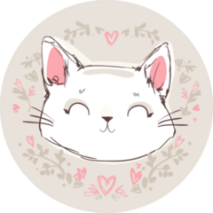 Hand Drawn Cute Cat Hearts Sticker