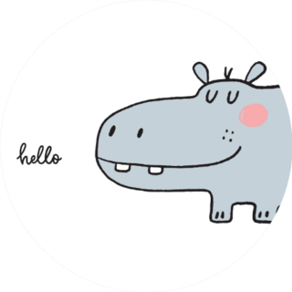 Hand Drawn Cute Hippo Hello Sticker