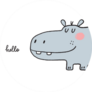Hand Drawn Cute Hippo Hello Sticker