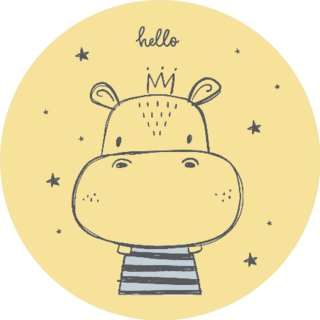 Hand Drawn Cute Hippo Illustration With Crown Sticker